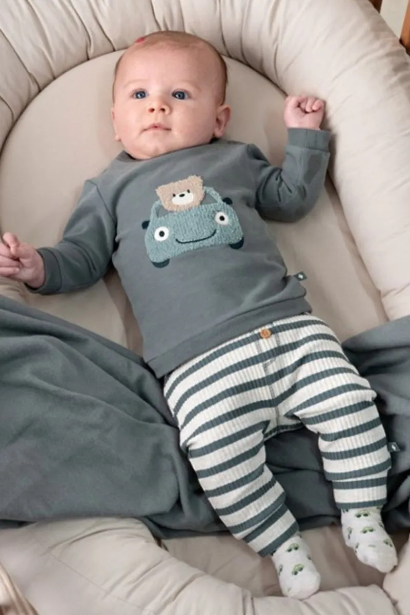 Feetje Sweater Beep Beep in zeegroen